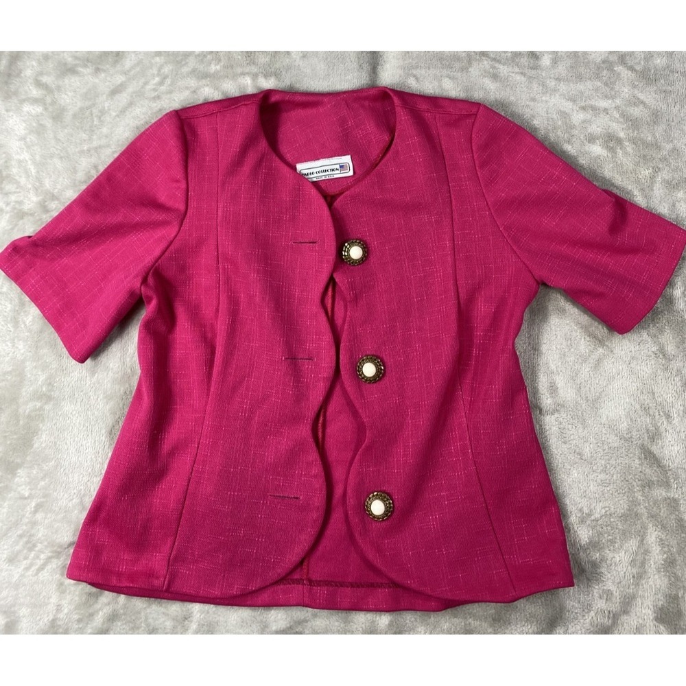 Vintage 60s Pablo Collection Jacket Womens Small Pink Knit Textured USA‎ Made